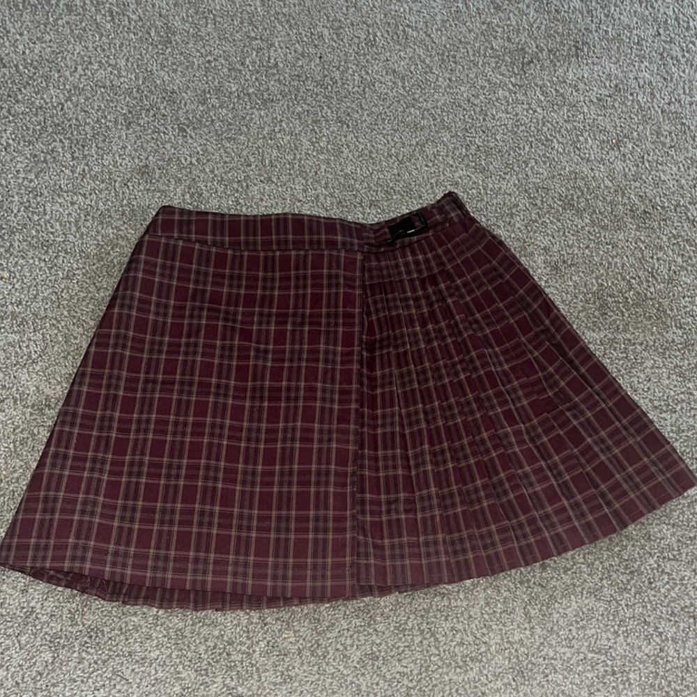 Maroon Pleated Skirt
